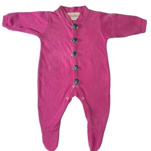 Pink Romper with Raised Green Florets